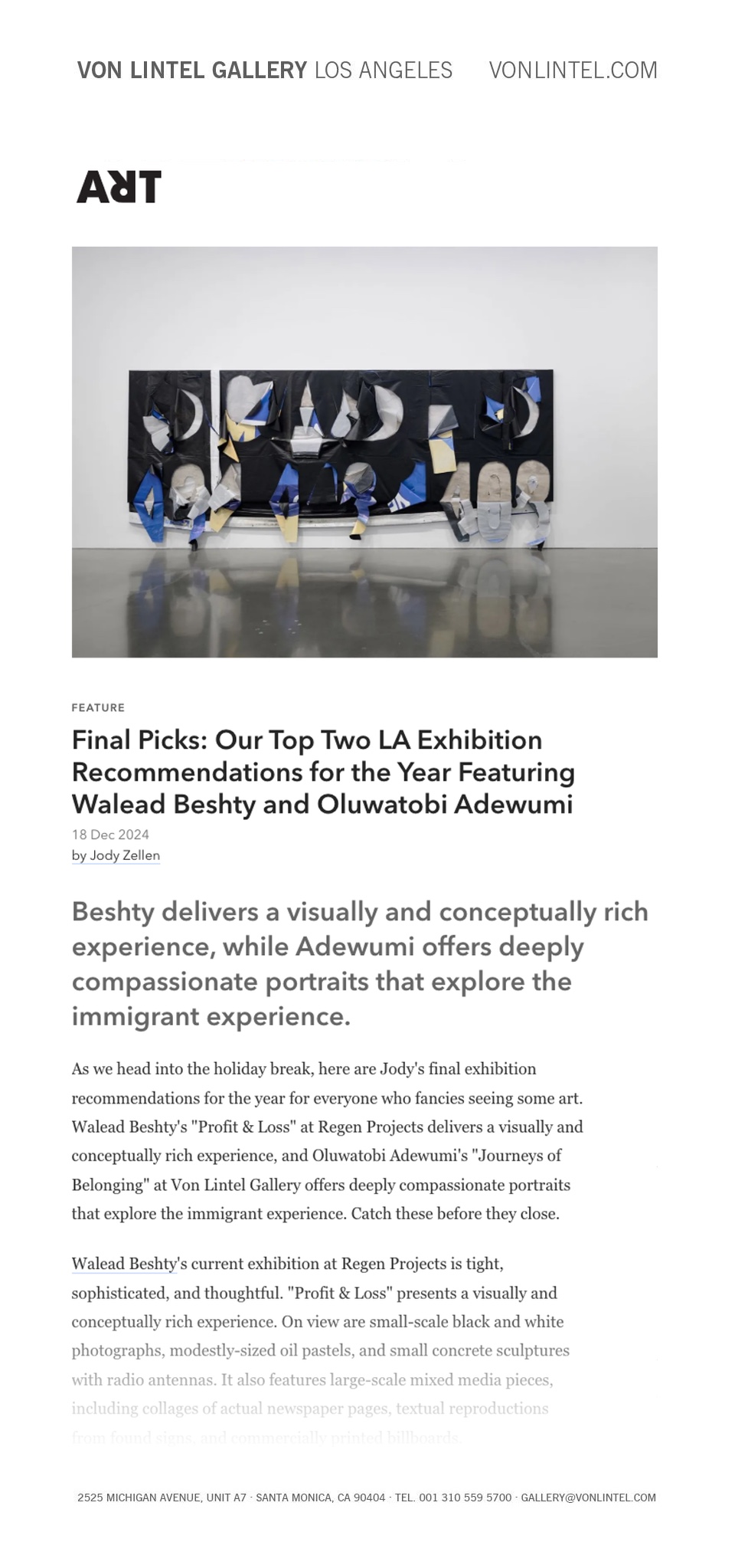 Von Lintel Gallery Los Angeles